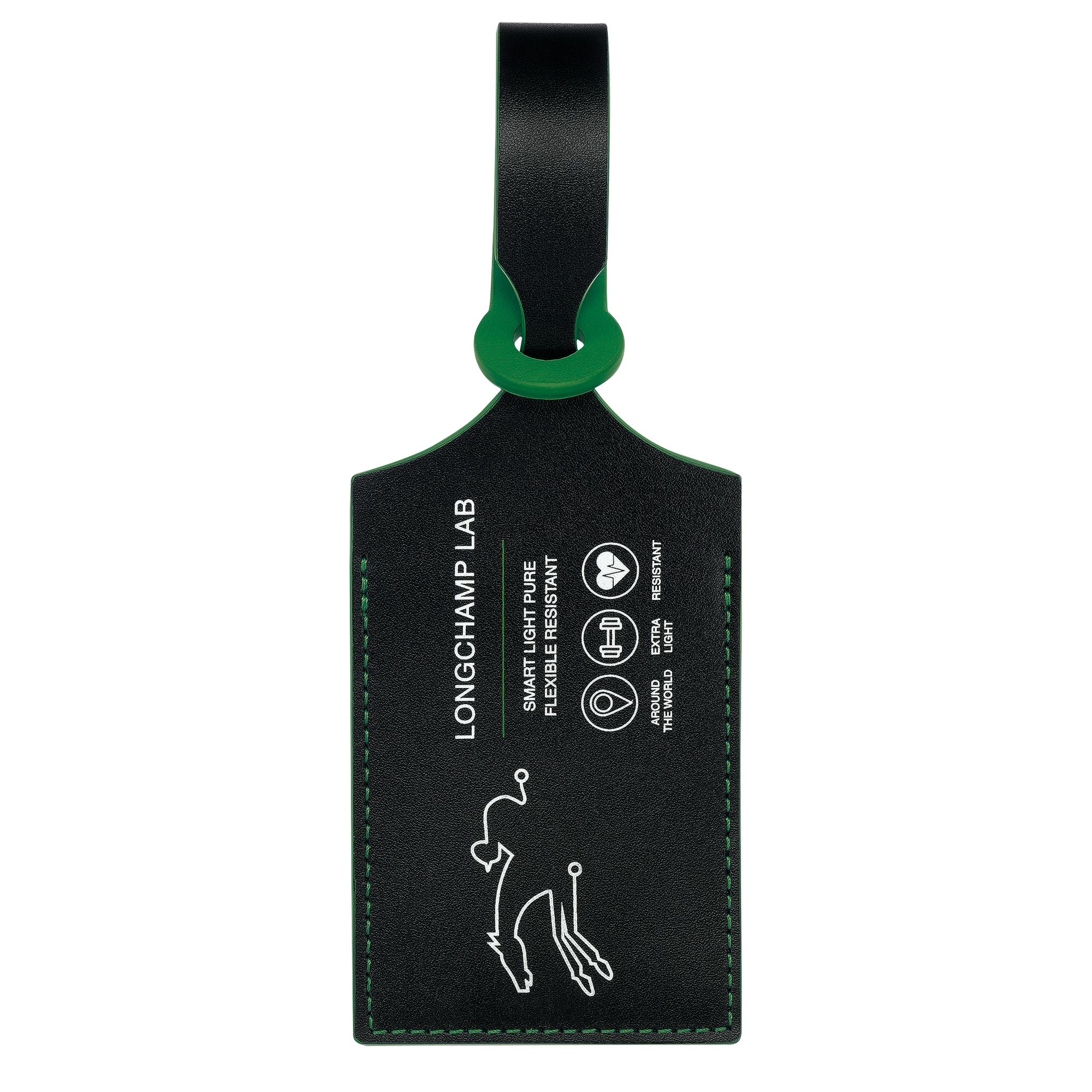 LGP Travel Luggage tag / Black/Green - Leather