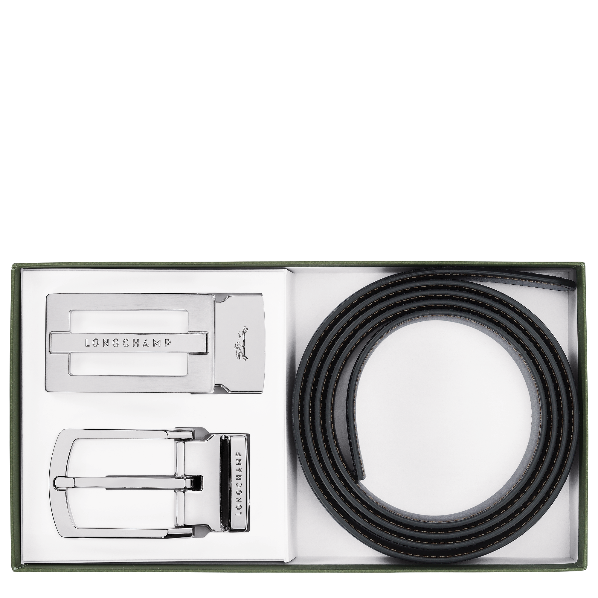 Delta Box Men's belt / Black/Mocha - Leather