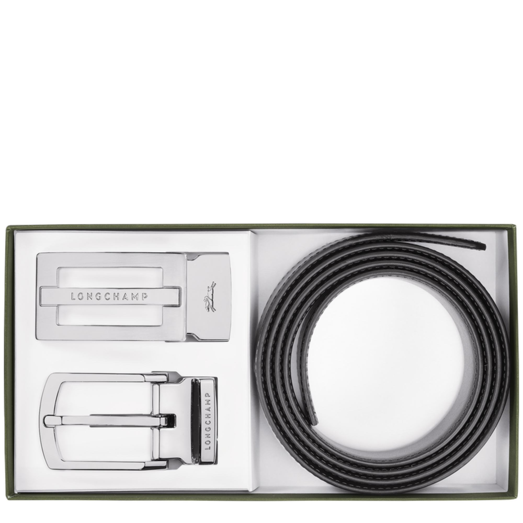 Delta Box Men's belt / Black/Navy - Leather