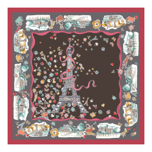 Equestrian Tower Silk scarf 50 / Mocha - Silk