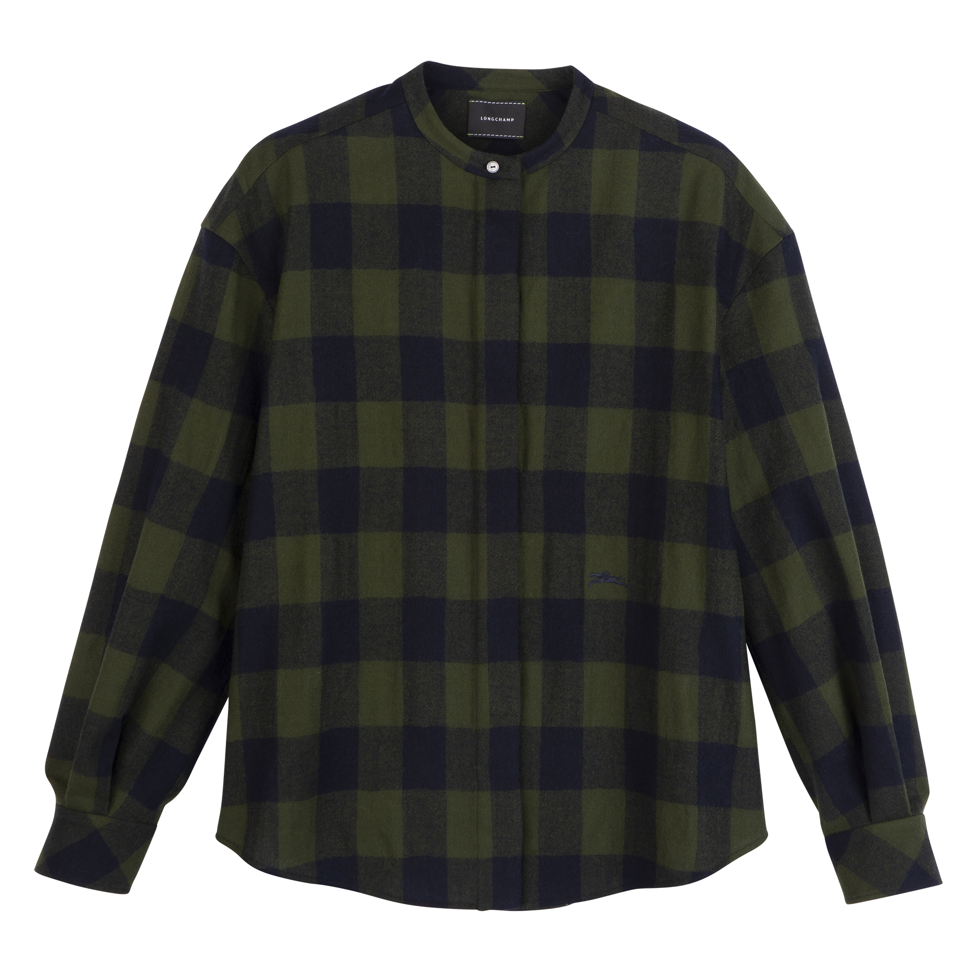 Shirt / Navy/Fir - Jacquard wool