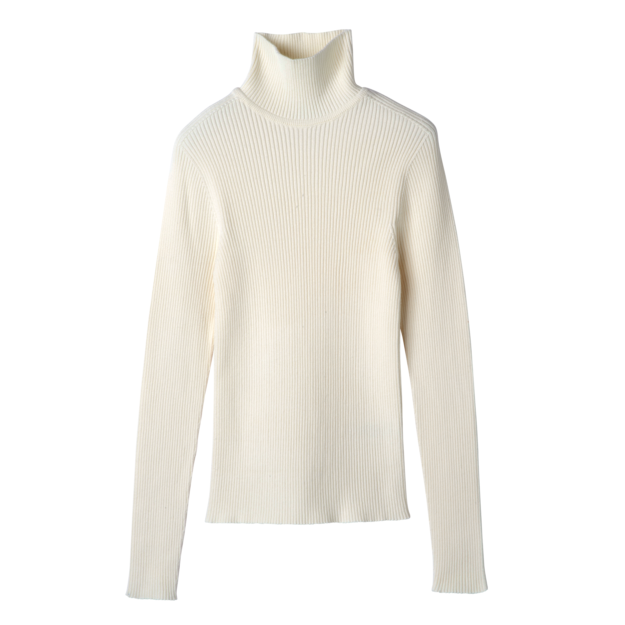 High collar fitted jumper / Ecru - Knit
