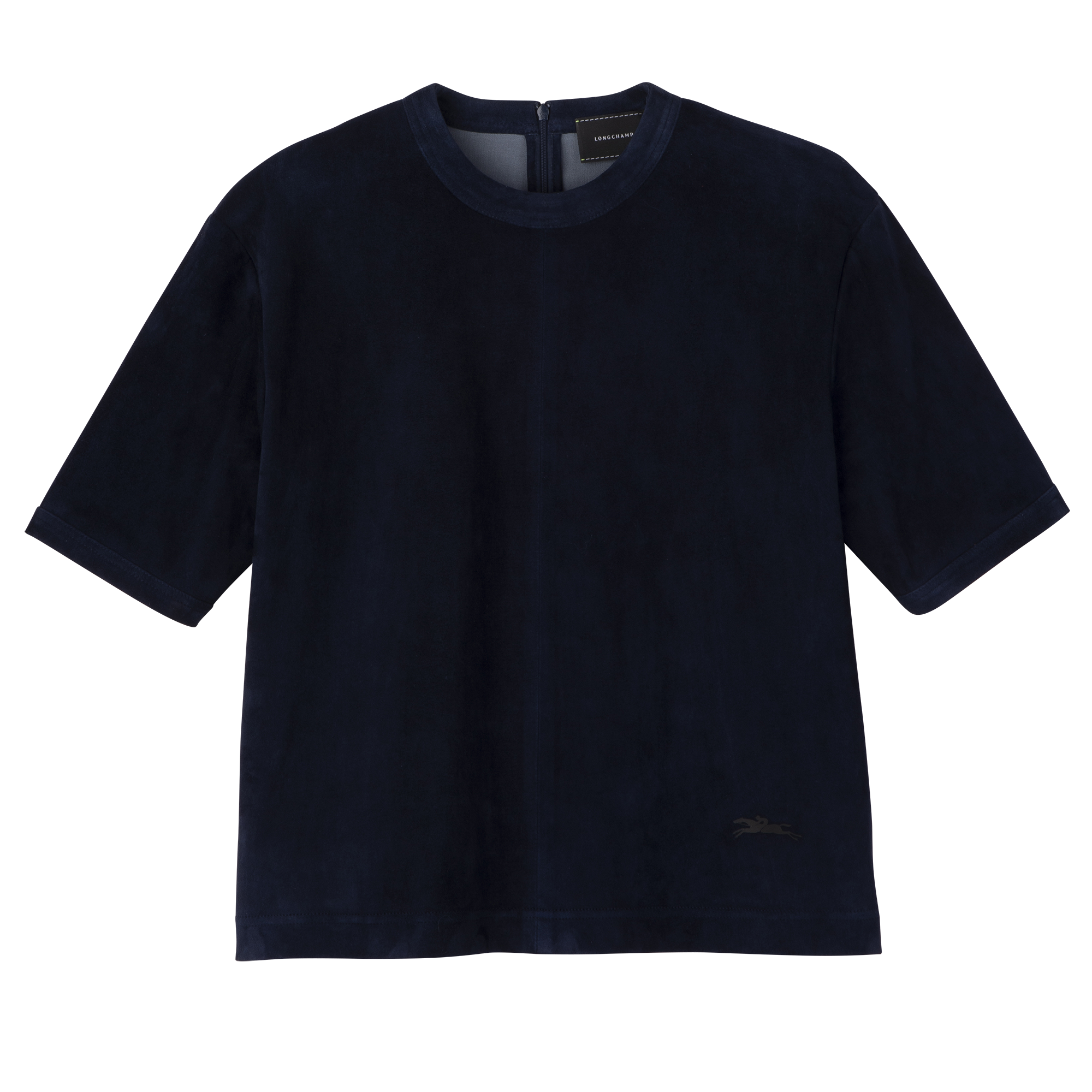 Short leather top / Navy - Leather