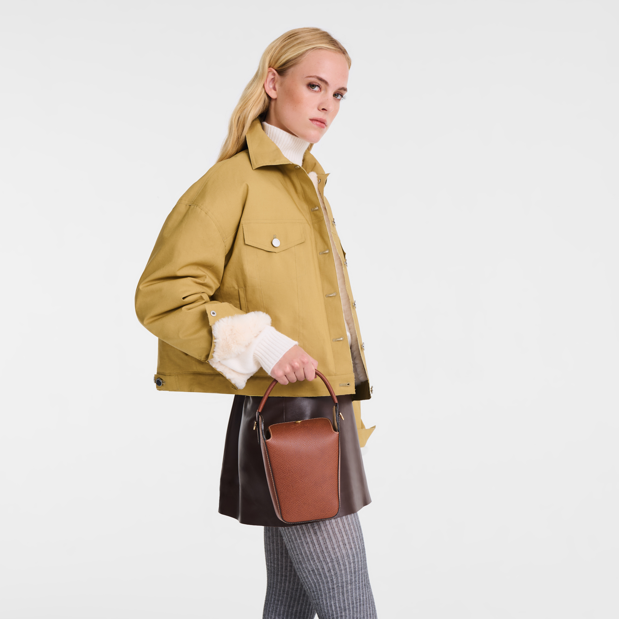 Épure Pop corn bag / Brown - Leather - Image 2