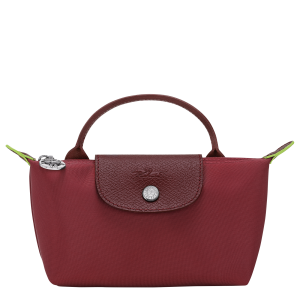 Le Pliage Green Pouch with handle / Pomegranate - Recycled canvas