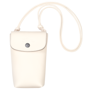 Le Pliage Xtra Phone case with leather lace / Ecru - Leather