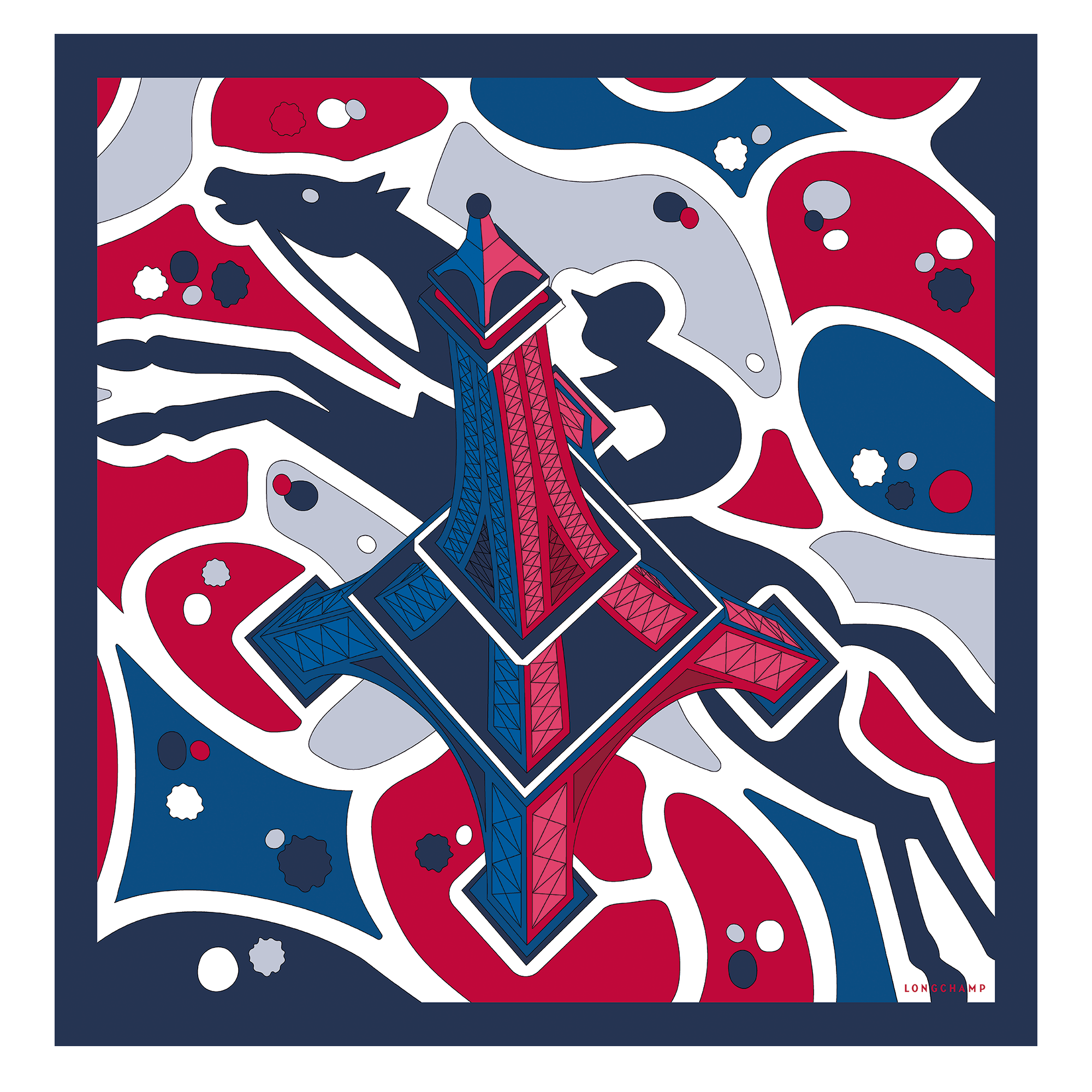 Equestrian Tower Silk scarf 70 / Red - Silk