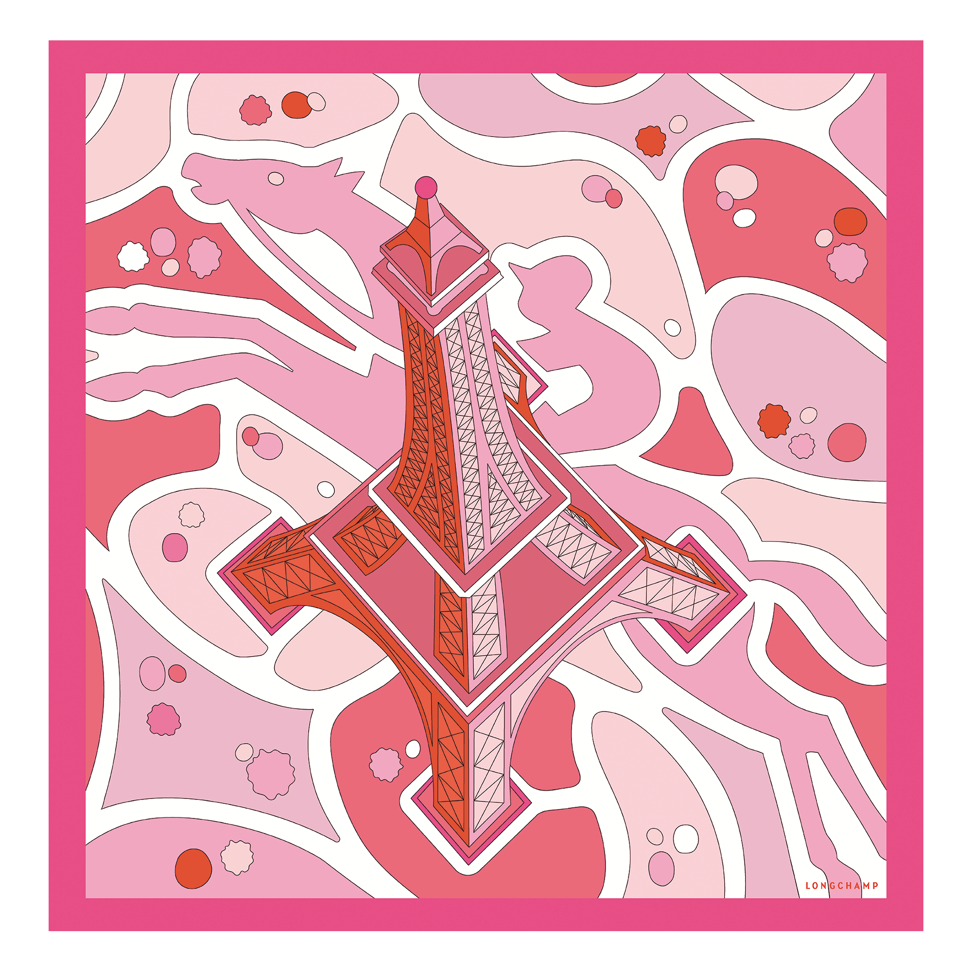 Equestrian Tower Silk scarf 70 / Pink - Silk