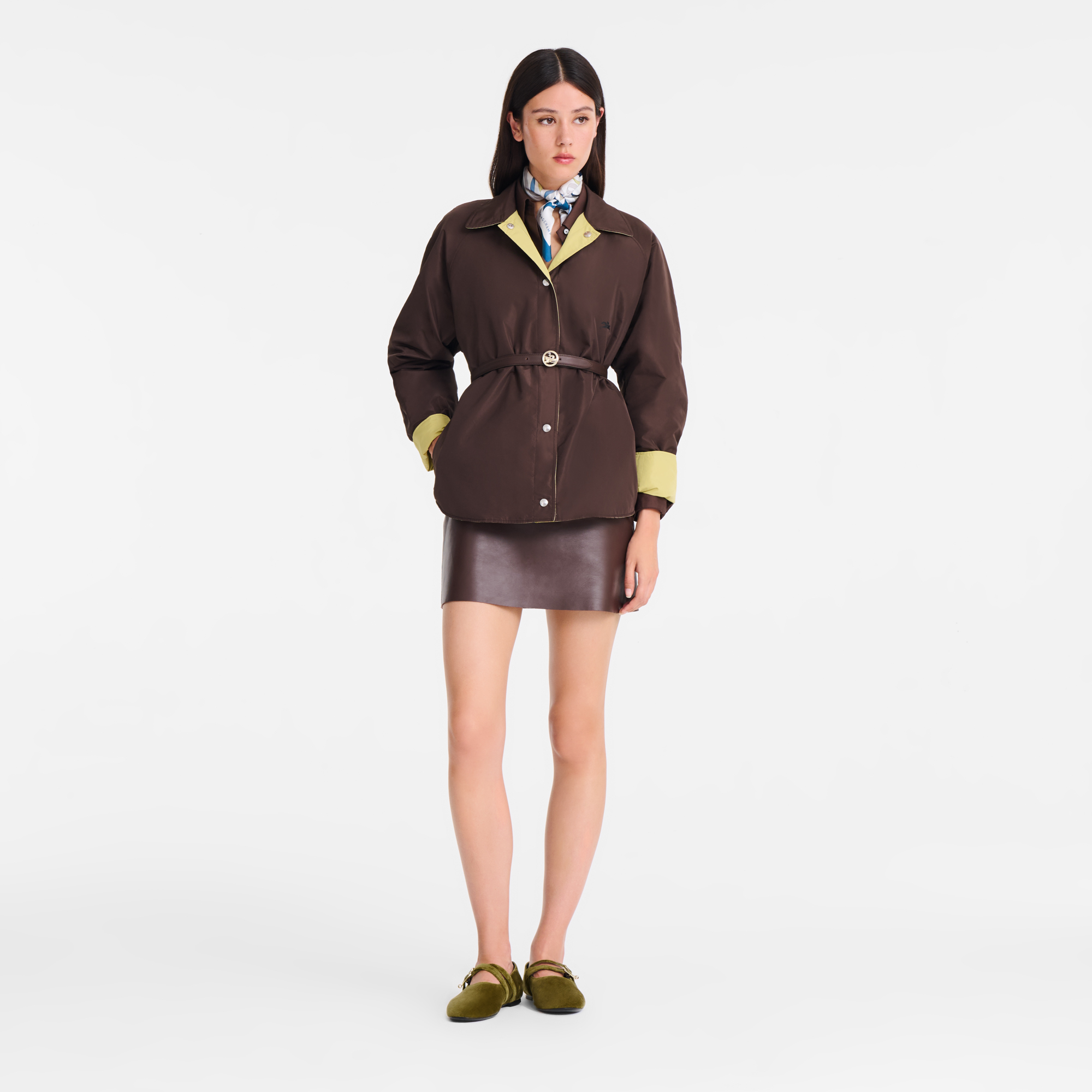 Padded blouson / Mocha/Pistachio - Technical taffeta - Image 2