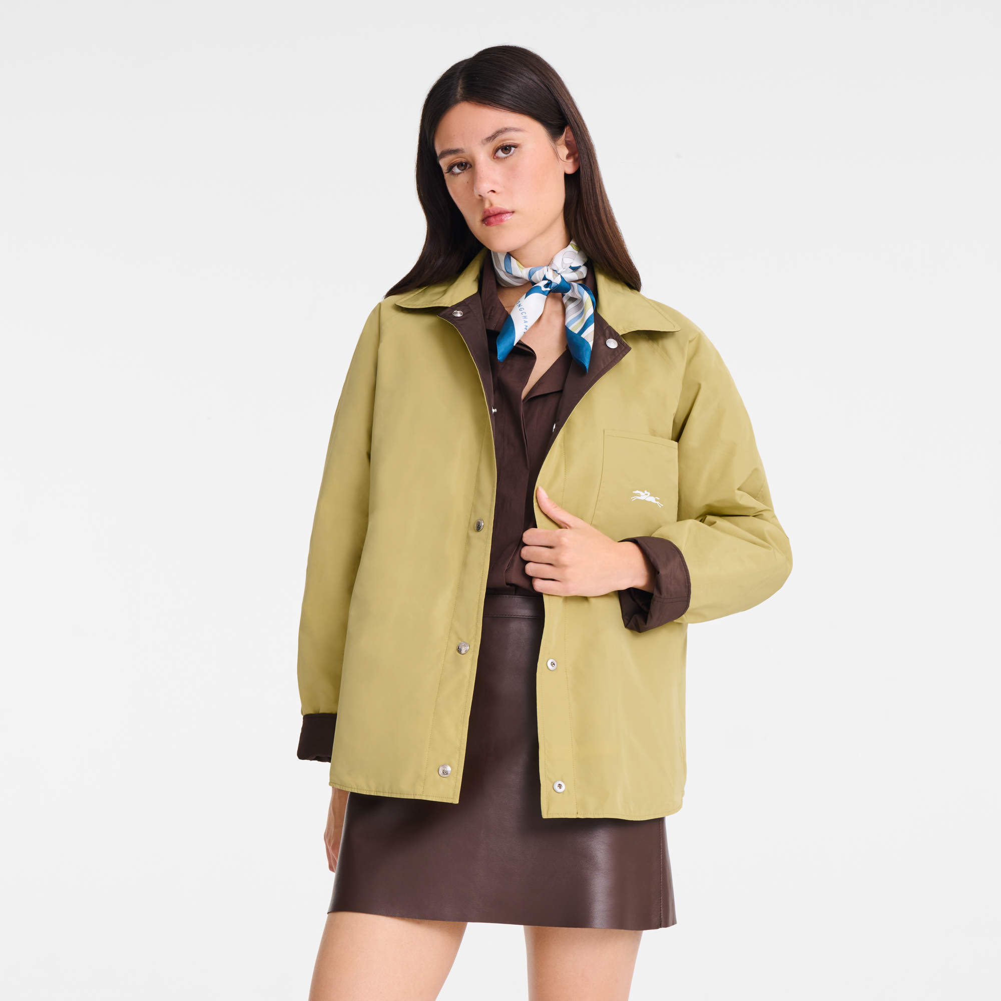 Padded blouson / Mocha/Pistachio - Technical taffeta - Image 8
