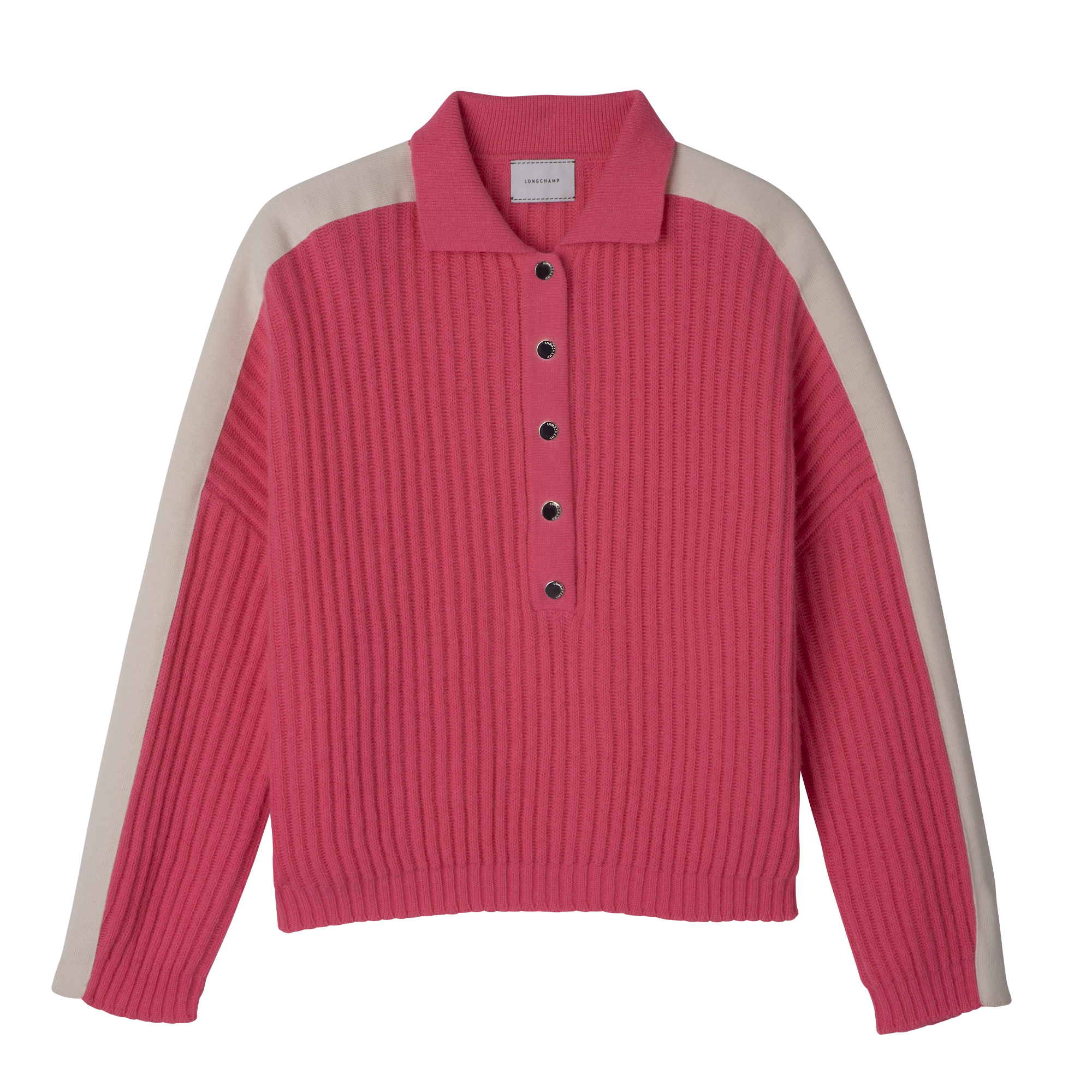 Polo collar jumper / Pink - Knit