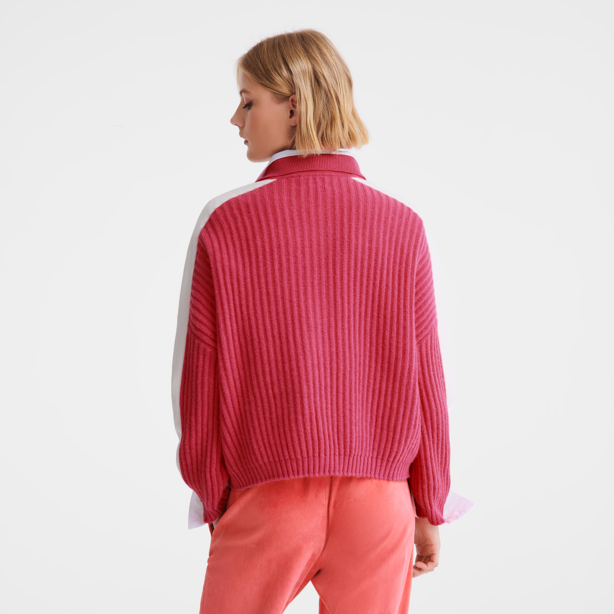 Polo collar jumper / Pink - Knit - Image 3