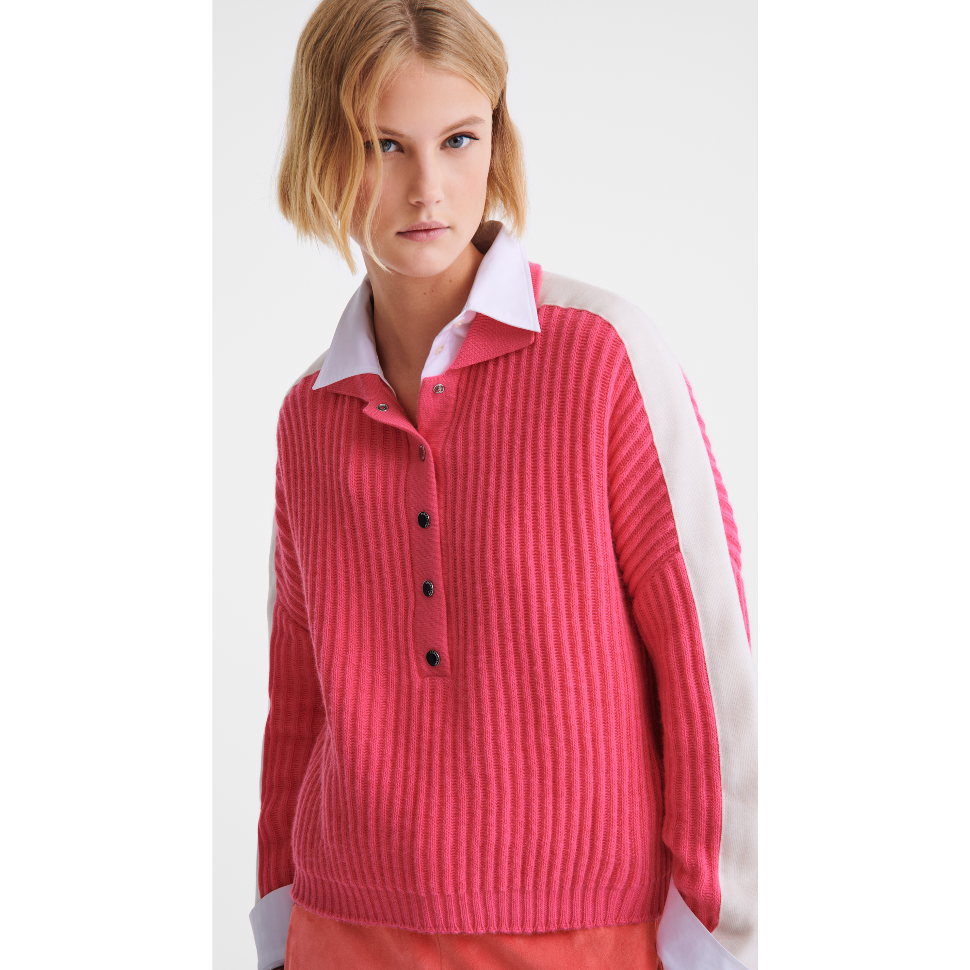 Polo collar jumper / Pink - Knit - Image 5