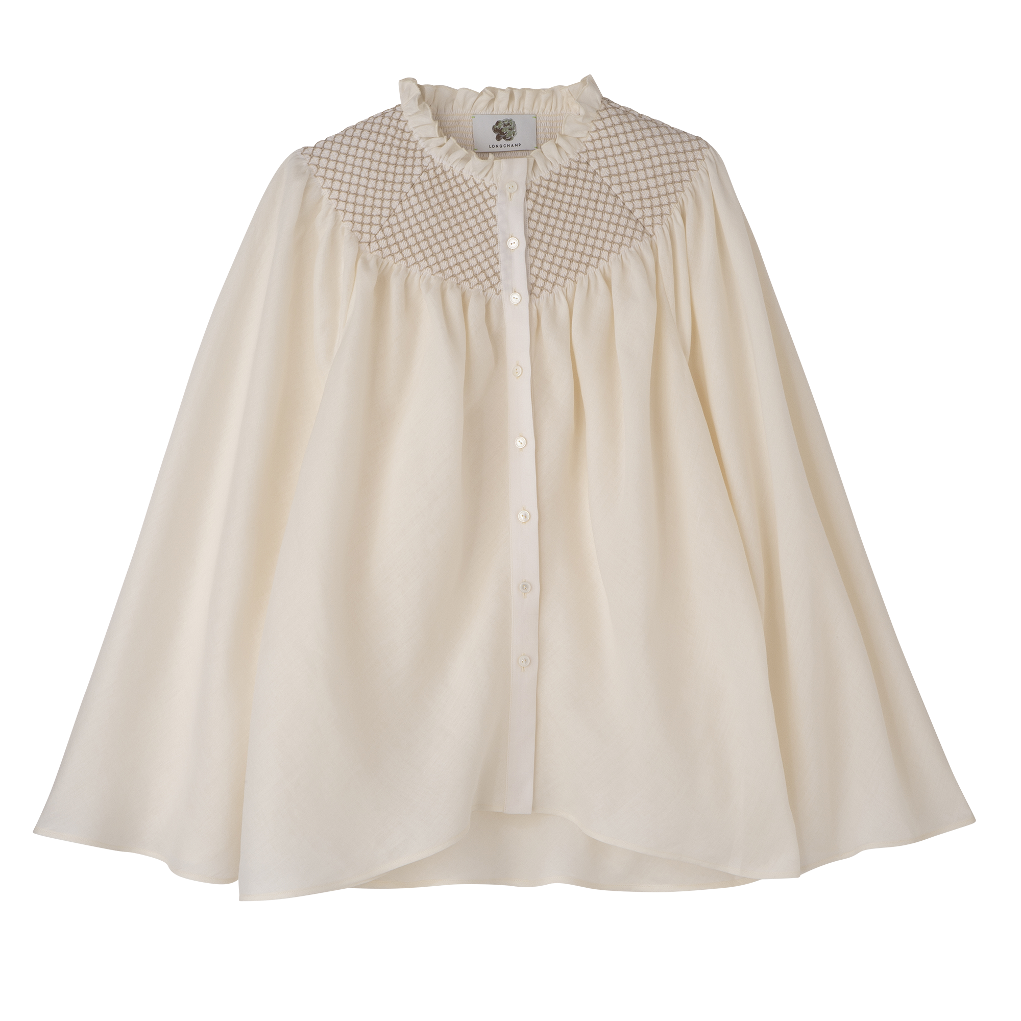 Blouse / Ecru - Smocked veil