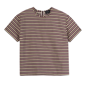 T-shirt / Burgundy - Striped poplin