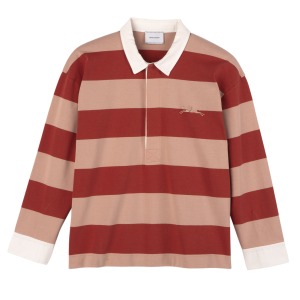 Polo shirt / Cream/Coral - Striped jersey