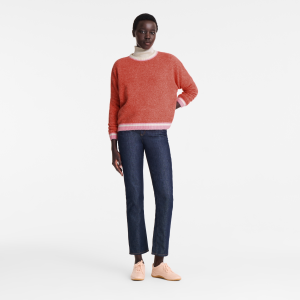 Round collar jumper / Coral/Pink - Knit